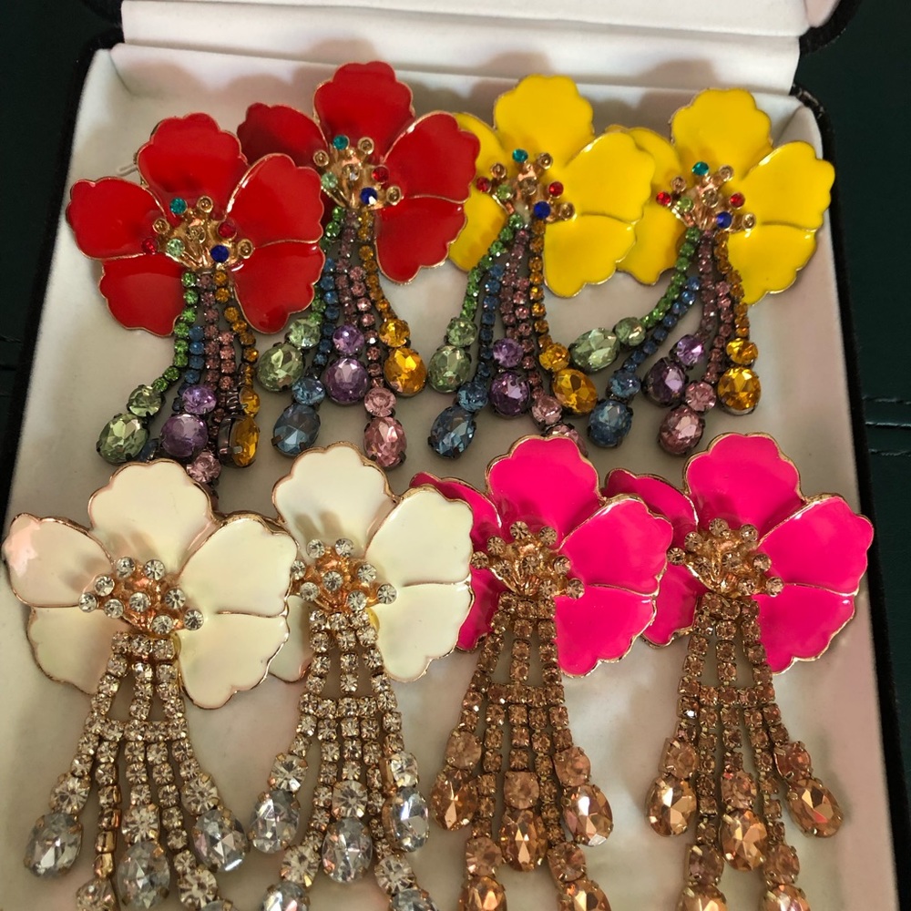 Four Pairs Of Floral Earrings